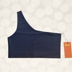 Girlfriend Collective One-Shoulder Bra Navy X-Large